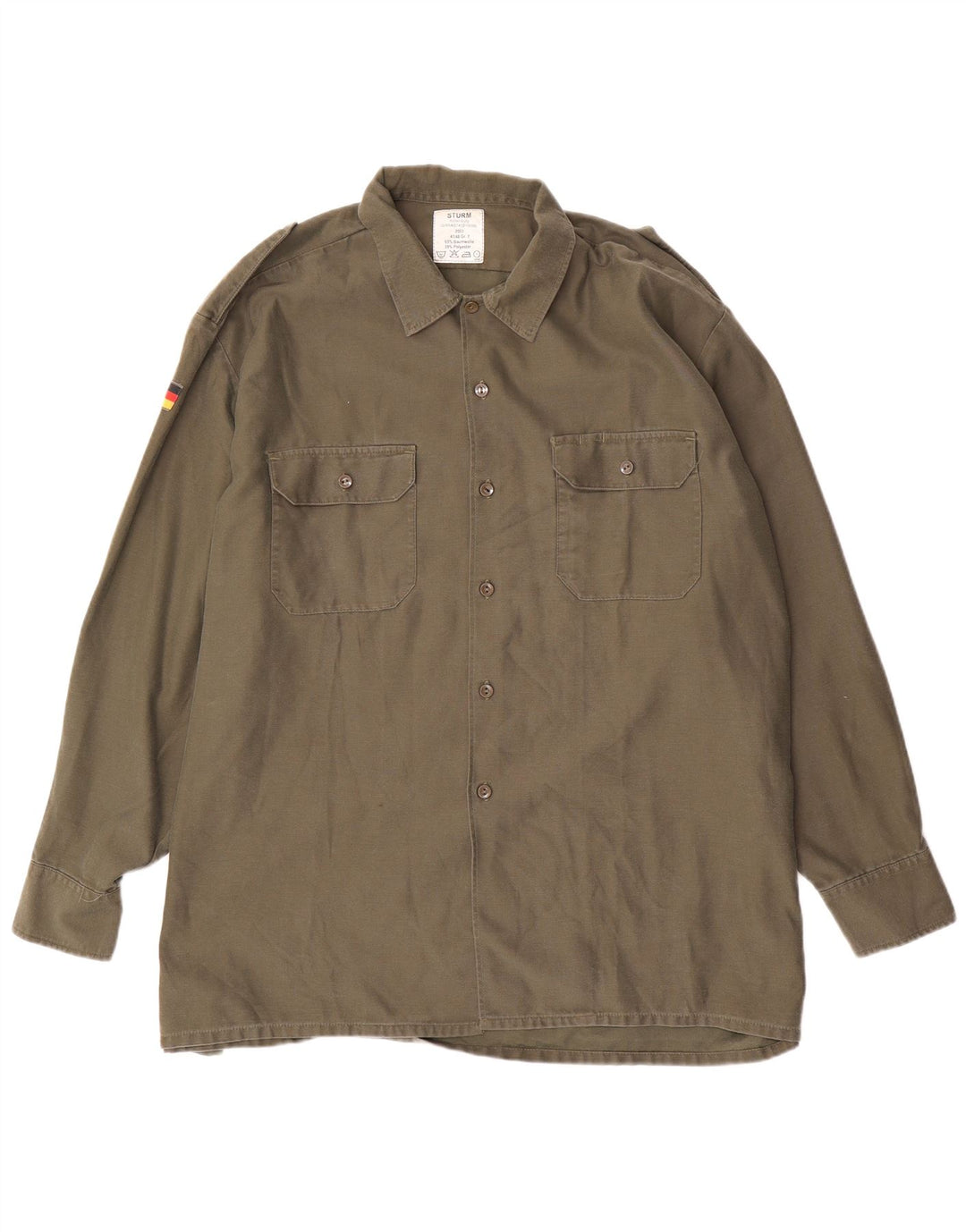 Chemise militaire homme vintage Taille 47/48 2XL Coton Kaki