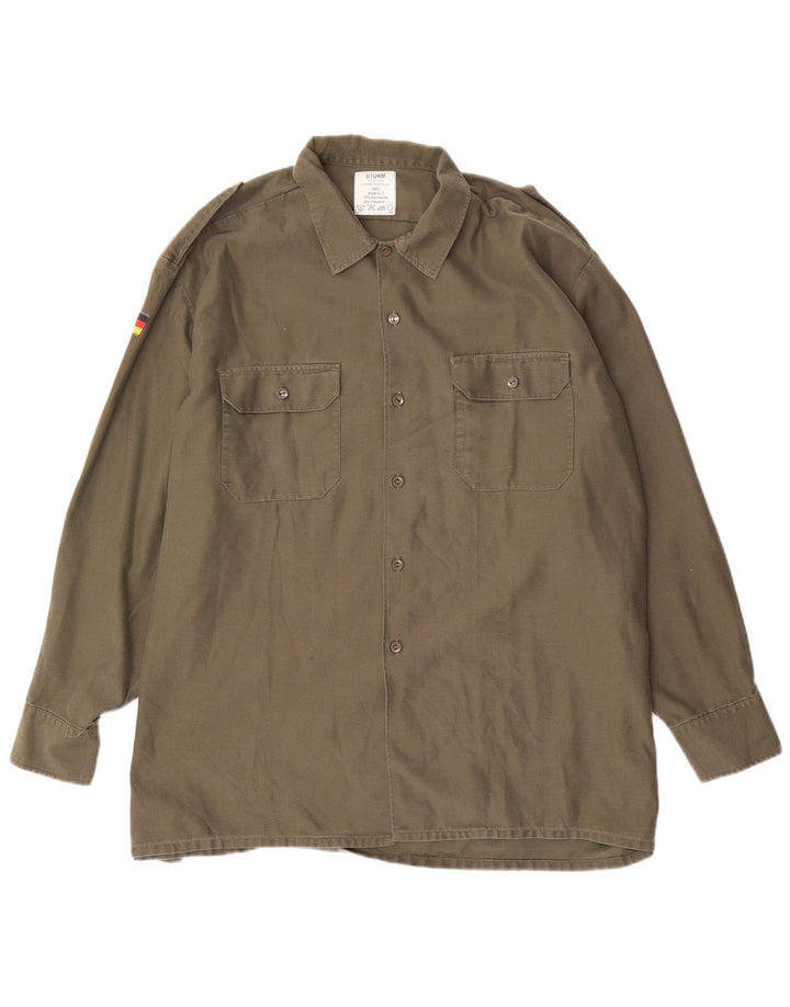 Chemise militaire homme vintage Taille 47/48 2XL Coton Kaki