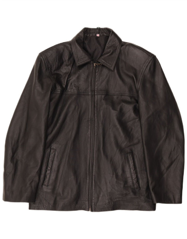 veste en cuir homme vintage IT 50 Grand Noir