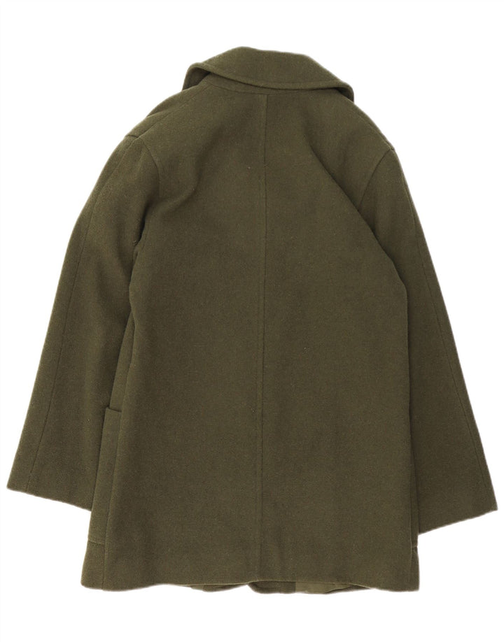 VINTAGE Femme Manteau surdimensionné UK 10 Petite laine verte
