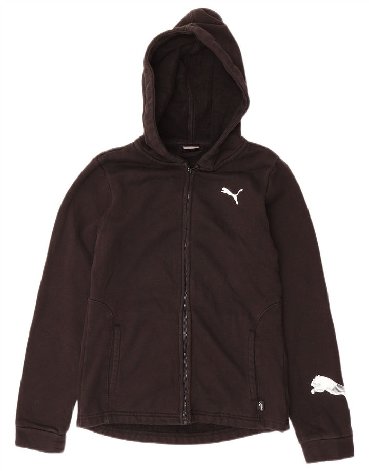PUMA Sweat à capuche zippé graphique pour fille 13-14 ans Noir Coton