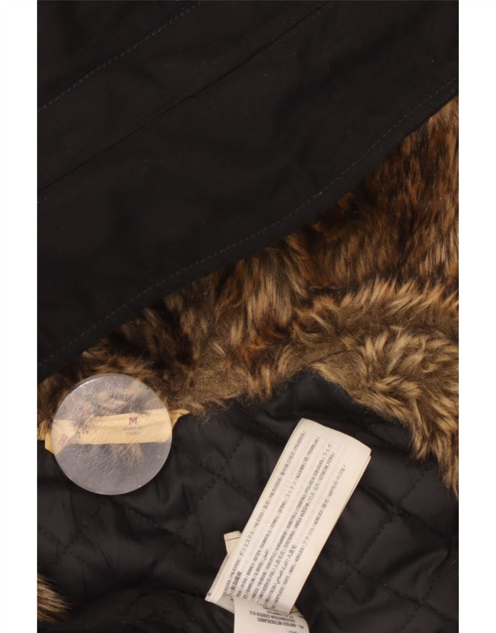 HOLLISTER Parka à capuche pour femme UK 14 Medium Noir Polyester
