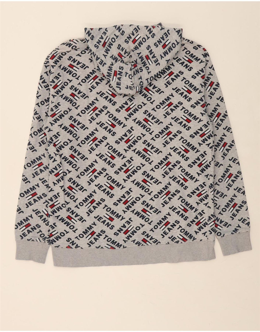 TOMMY HILFIGER Mens Graphic Hoodie Jumper Small Grey Vintage Tommy Hilfiger and Second-Hand Tommy Hilfiger from Messina Hembry 