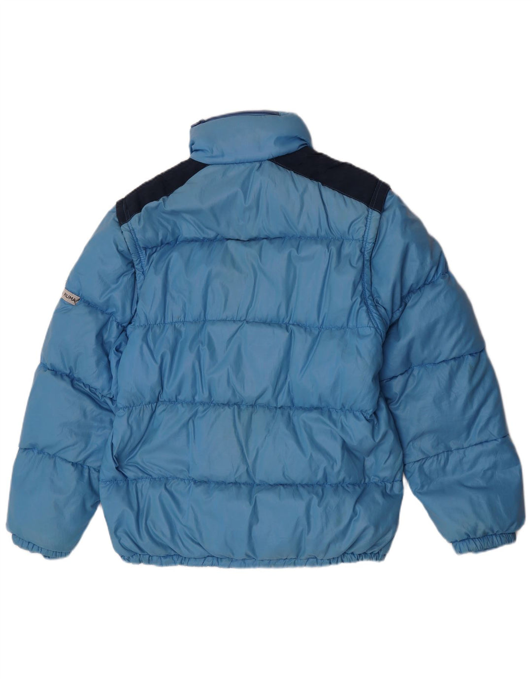 veste rembourrée à capuche vintage pour hommes IT 52 XL Bleu Colorblock Polyamide