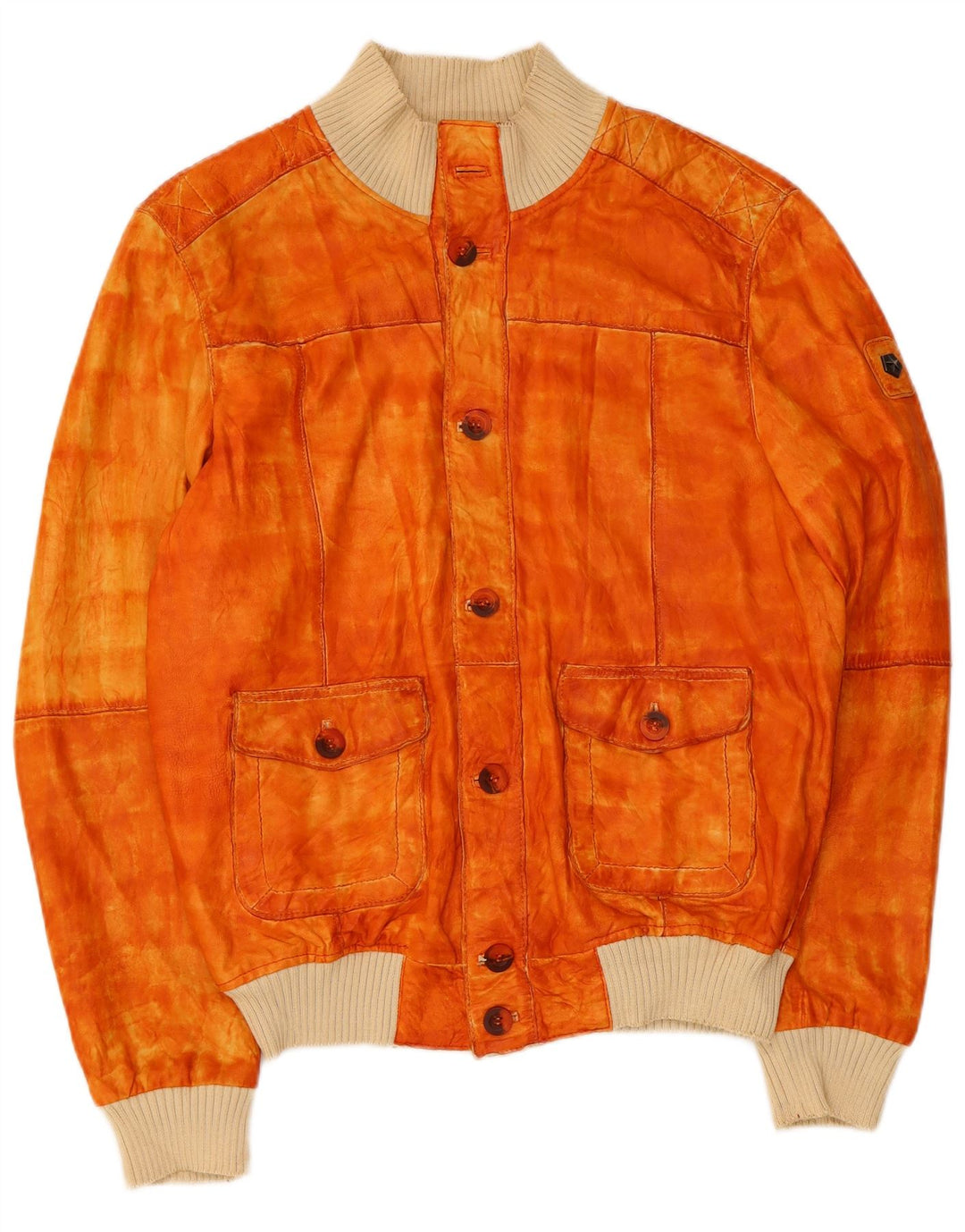 Milestone Veste Bomber En Daim Pour Homme UK 36 Petit Cuir Orange
