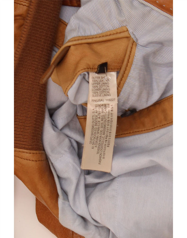 Massimo Dutti Veste en cuir pour homme UK 40 Grand cuir marron