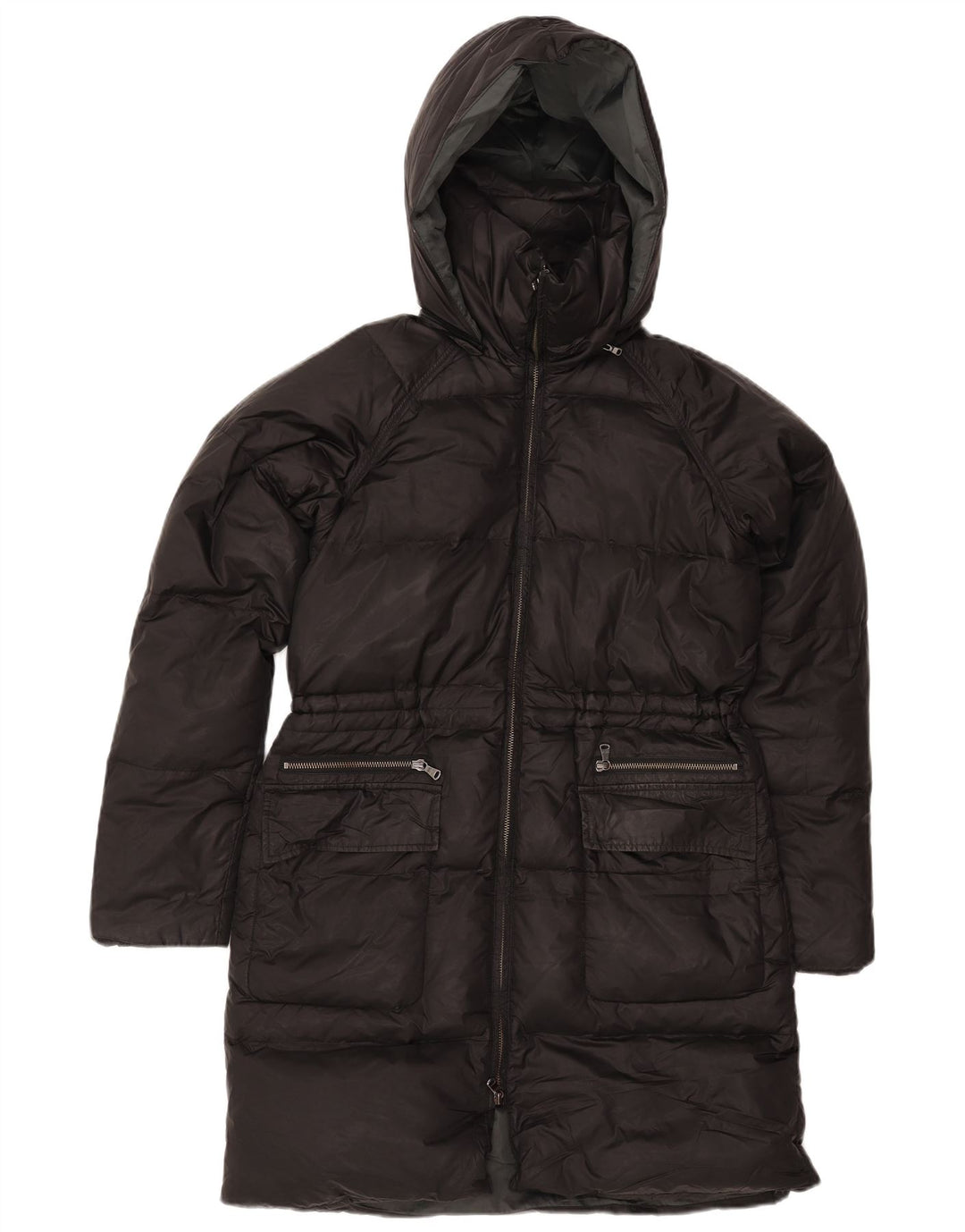 Calvin Klein Manteau rembourré à capuche pour femme UK 10 Small Noir Polyamide