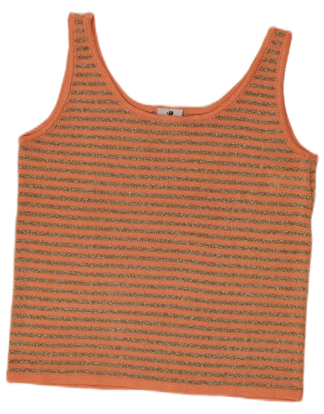 vintage Femme Tricot Cami Top IT 42 Rayé Orange Moyen