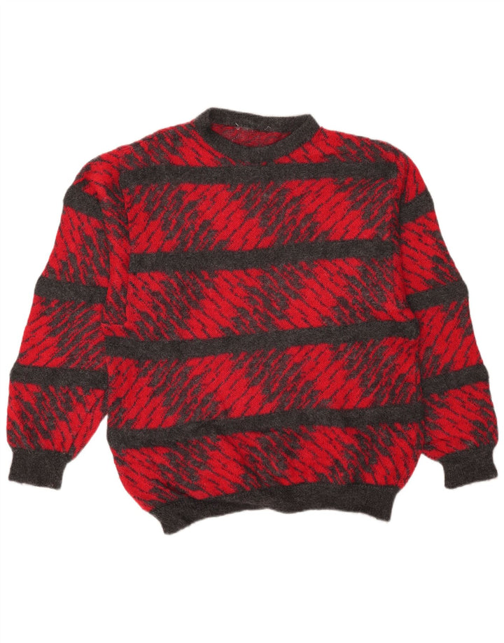 vintage Mens Crew Neck Jumper Pull Grand Rouge Rayé