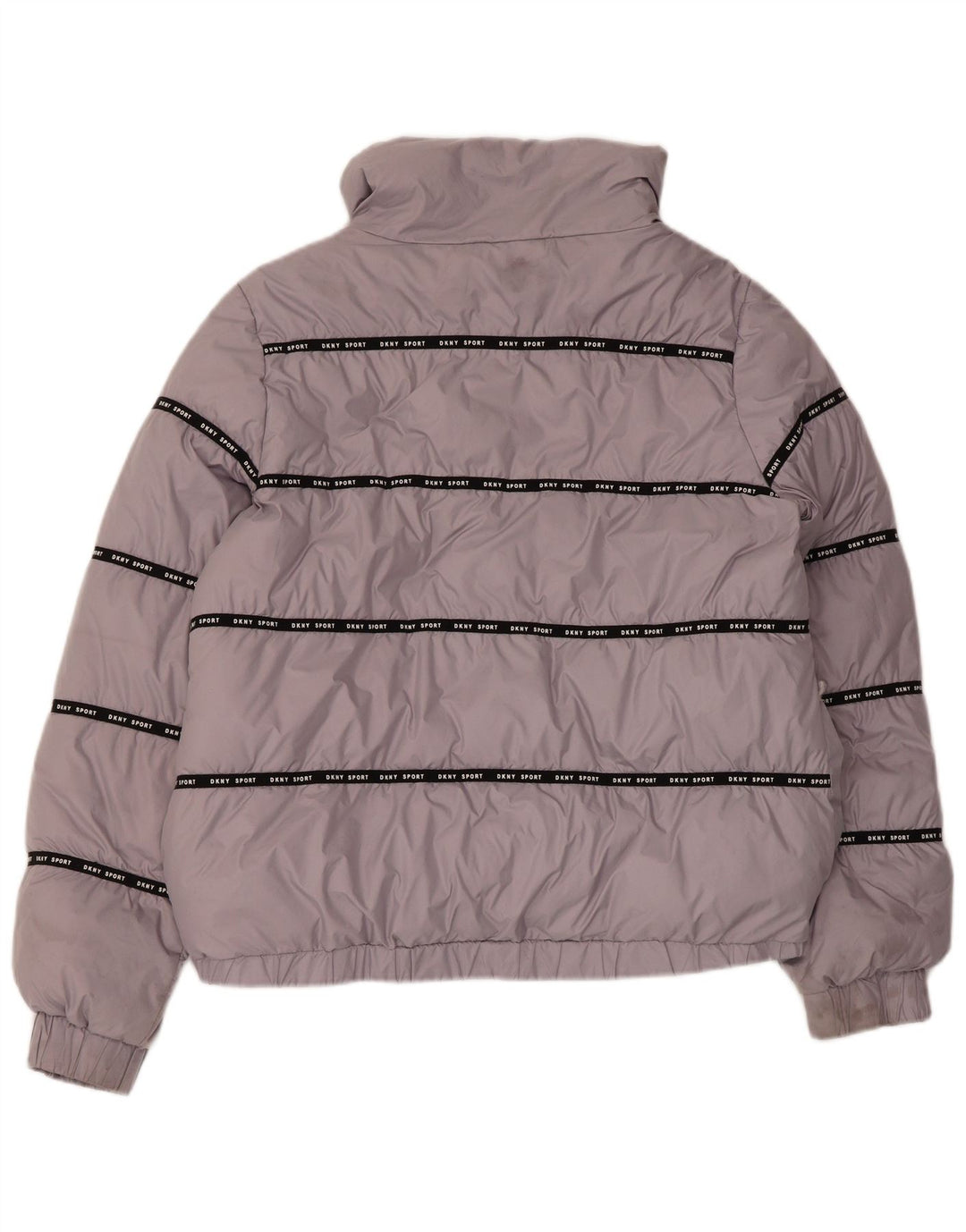 Dkny Veste matelassée à capuche graphique pour femme UK 12 Gris moyen Polyester