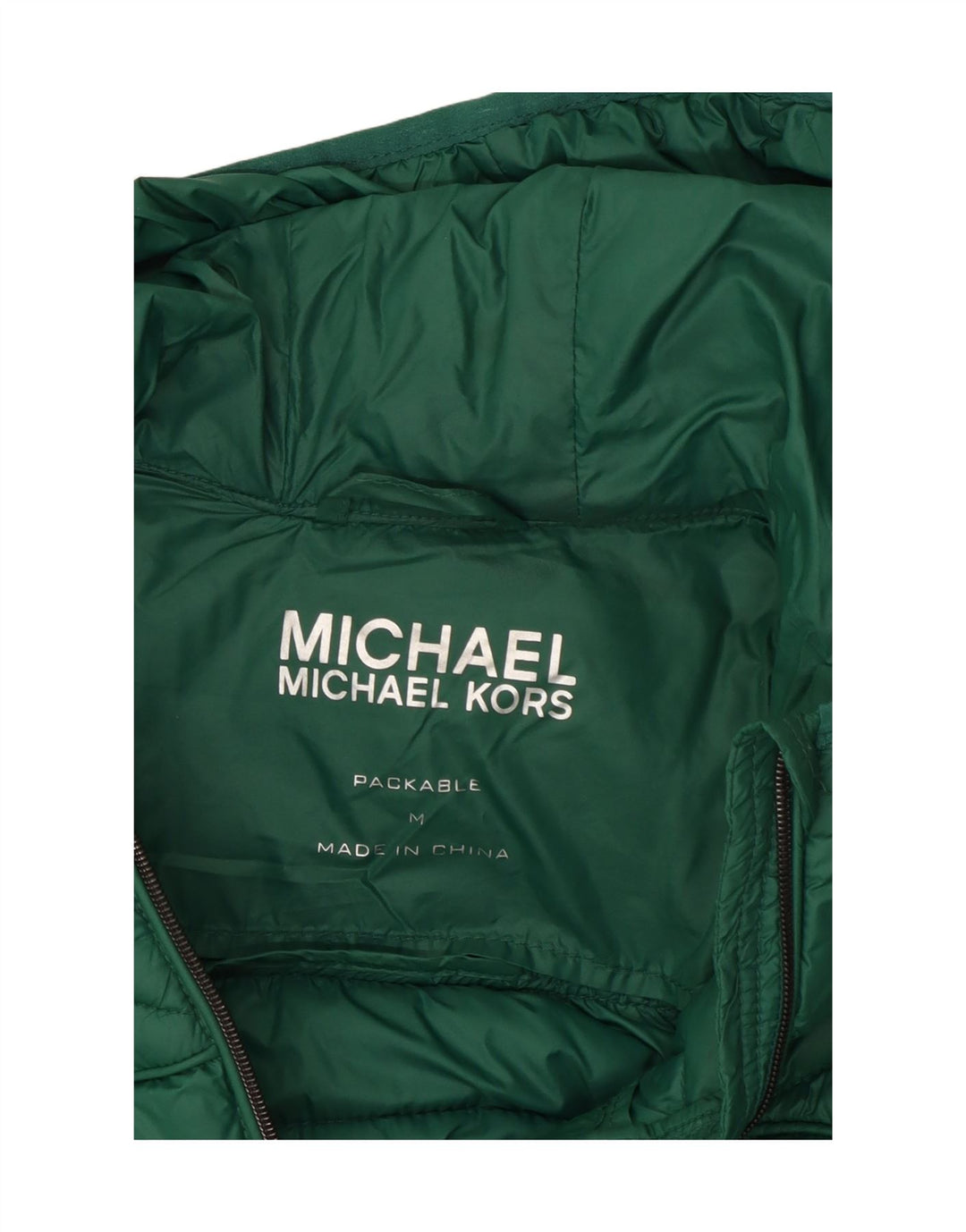 Michael Kors Veste rembourrée à capuche pour femme UK 14 Nylon vert moyen