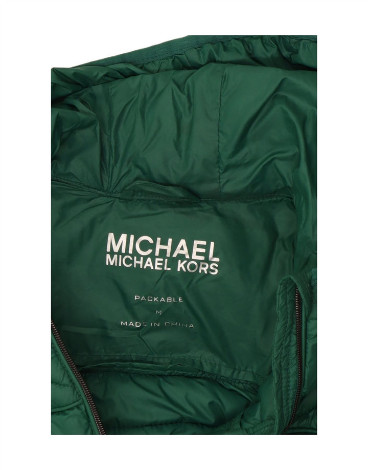 Michael Kors Veste rembourrée à capuche pour femme UK 14 Nylon vert moyen