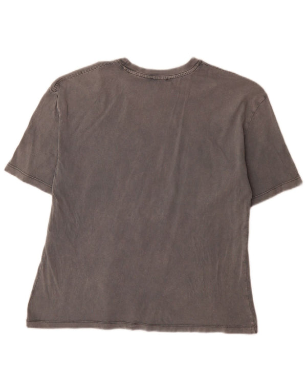 Zara Womens New York Graphic T-Shirt Top UK 10 Petit Gris Coton
