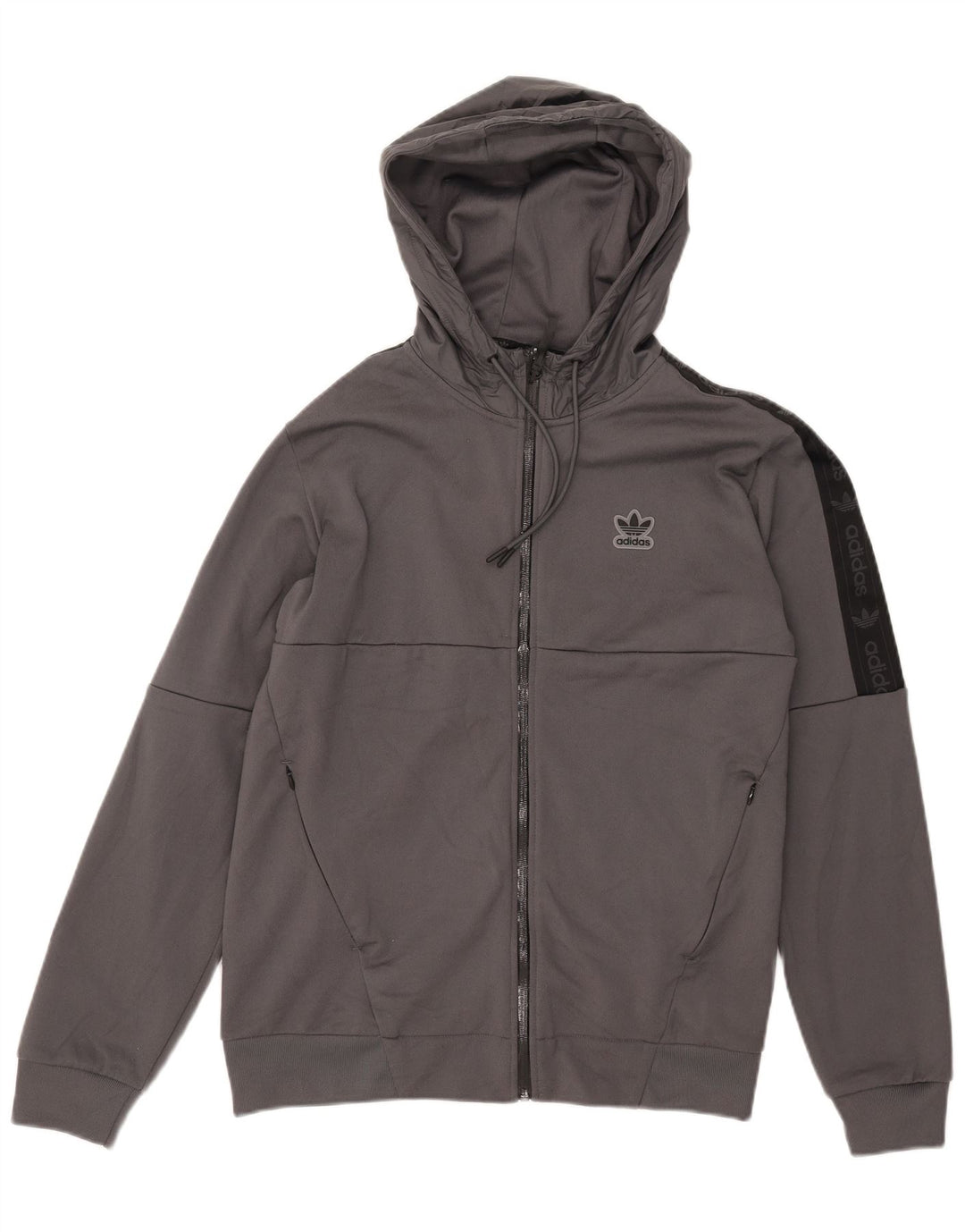 Adidas Pull à capuche zippé pour homme en polyester color block gris moyen
