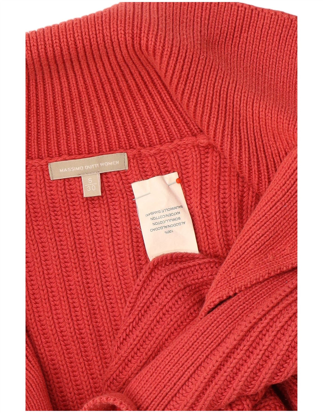 Massimo Dutti Pull Cardigan Femme UK 10 Petit Coton Rouge