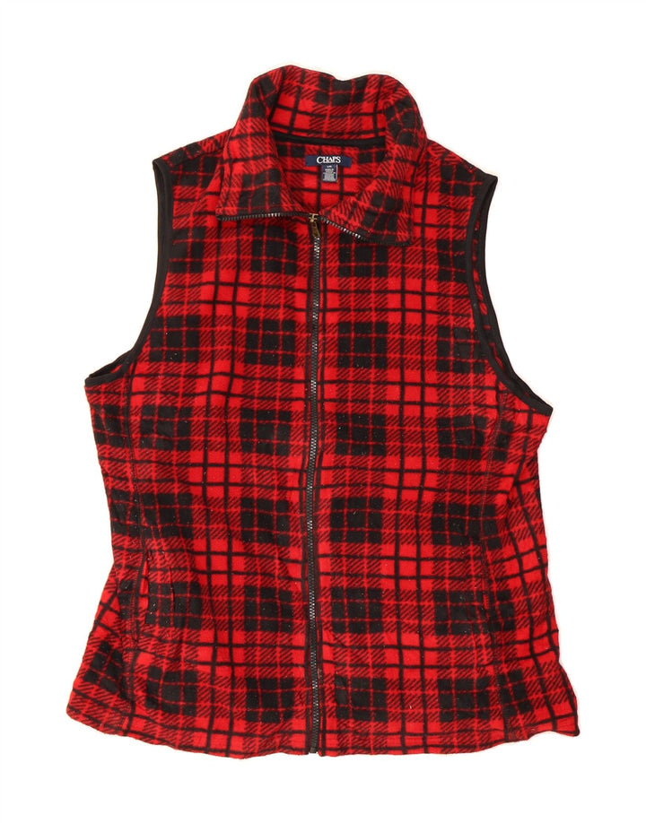 CHAPS Womens Fleece Gilet UK 16 Large Red Check Vintage Chaps and Second-Hand Chaps from Messina Hembry 