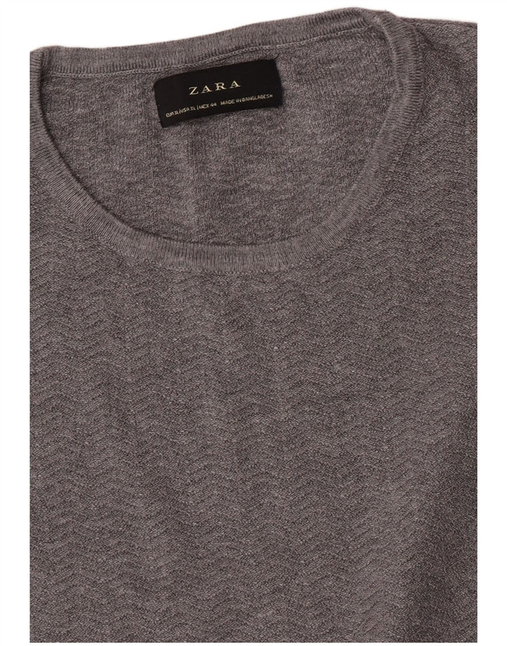 Zara Pull ras du cou pour homme XL Gris