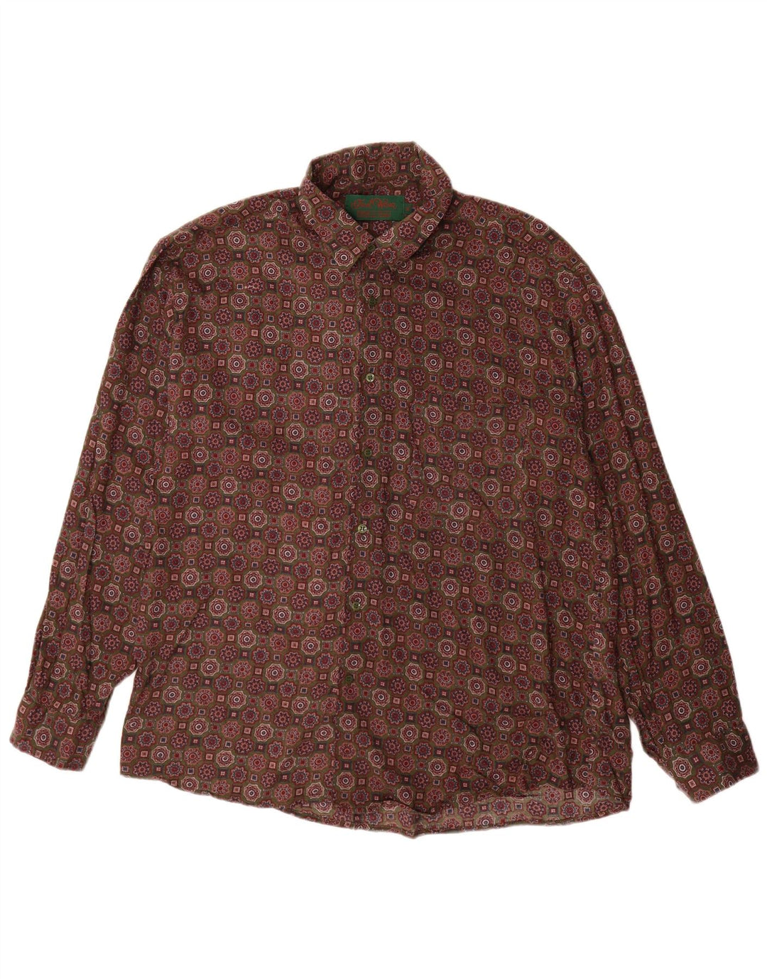 vintage Chemise Homme XL Rayonne Florale Marron