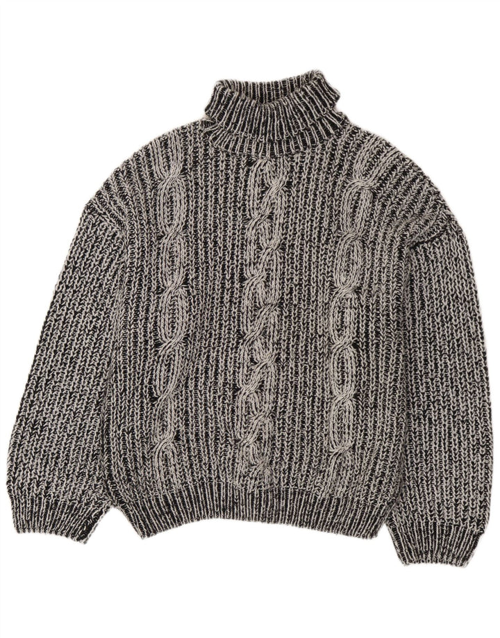 vintage Homme Col Roulé Pull Pull XL Gris