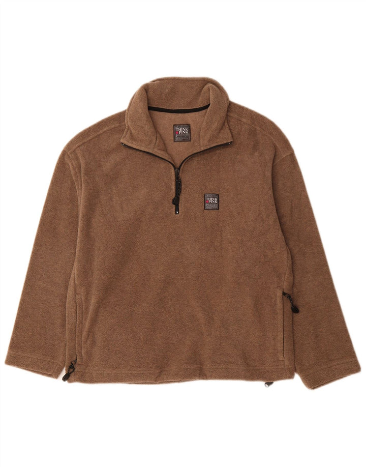 Think Pink Pull polaire à col zippé pour femme UK 14 Marron moyen Polyester