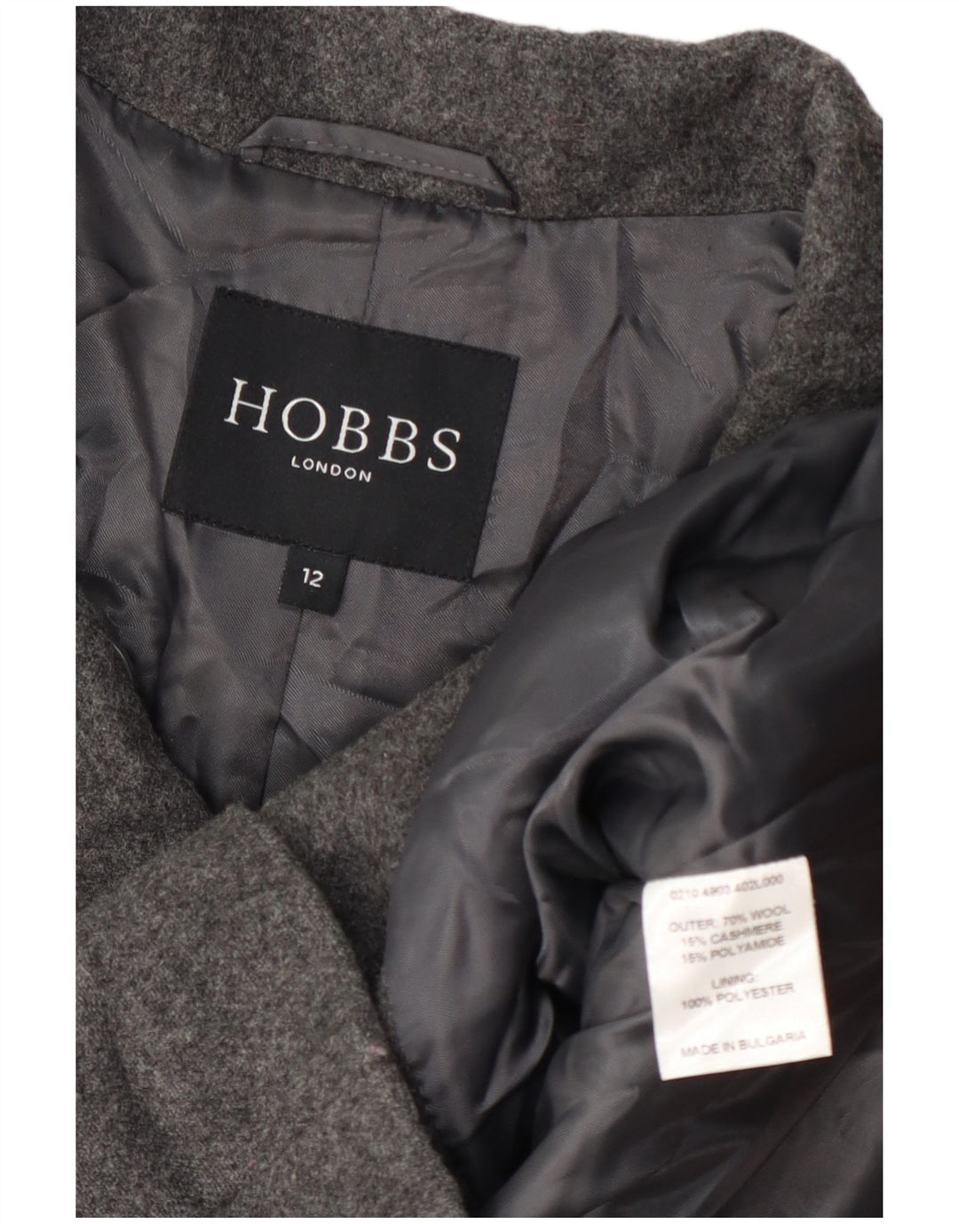 Hobbs Caban Femme UK 12 Laine Gris Moyen