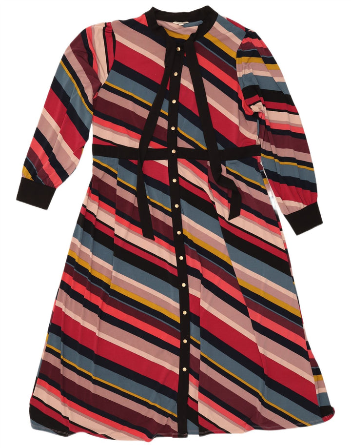 MONSOON Robe longue à nouer sur le devant pour femme UK 18 XL rayé multicolore