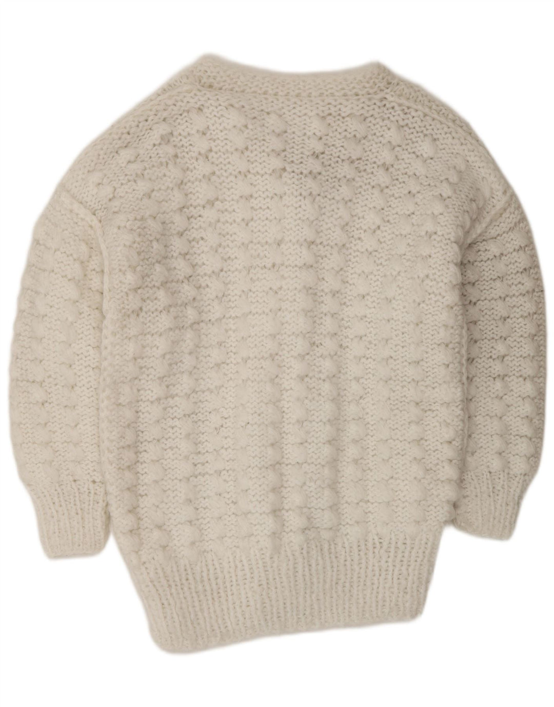 VINTAGE Pull Cardigan Femme UK 14 Moyen Blanc