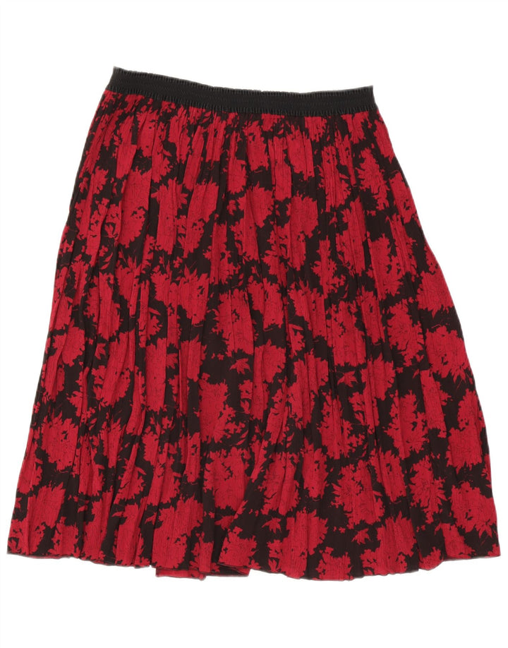 vintage Femme Jupe A-Line W30 Polyester Floral Rouge Moyen