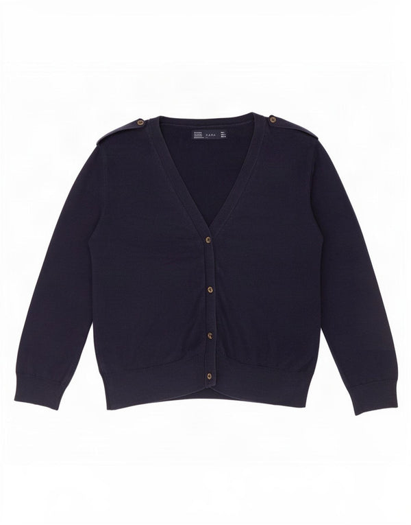 Zara Cardigan militaire à manches 3/4 pour femme UK 14 Large Bleu marine
