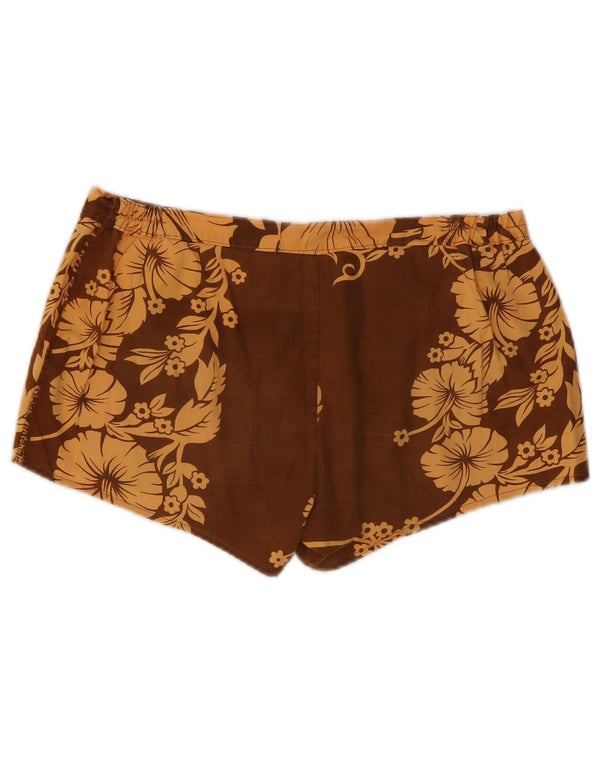 vintage Womens Hot Pants W32 Moyen Brun Floral