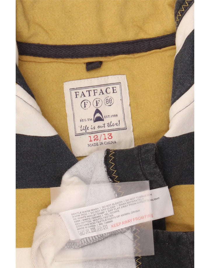 Fat Face Sweat-Shirt Col Zippé Garçon 12-13 Ans Rayé Multicolore
