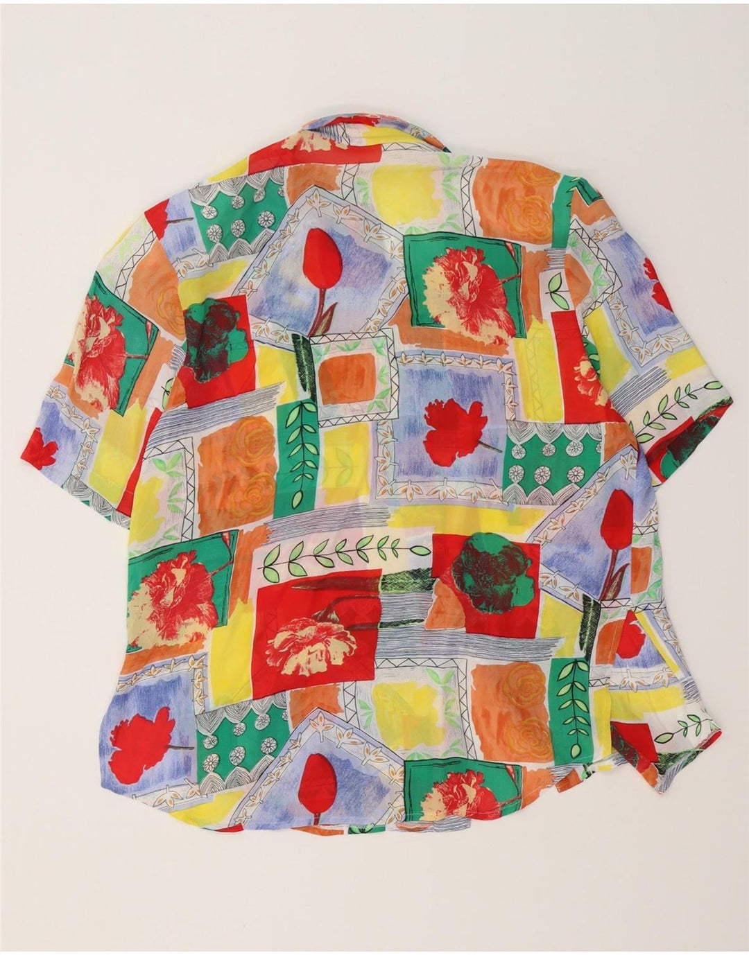 vintage Femme Chemise Longue Chemisier EU 40 Viscose Multicolore Moyenne