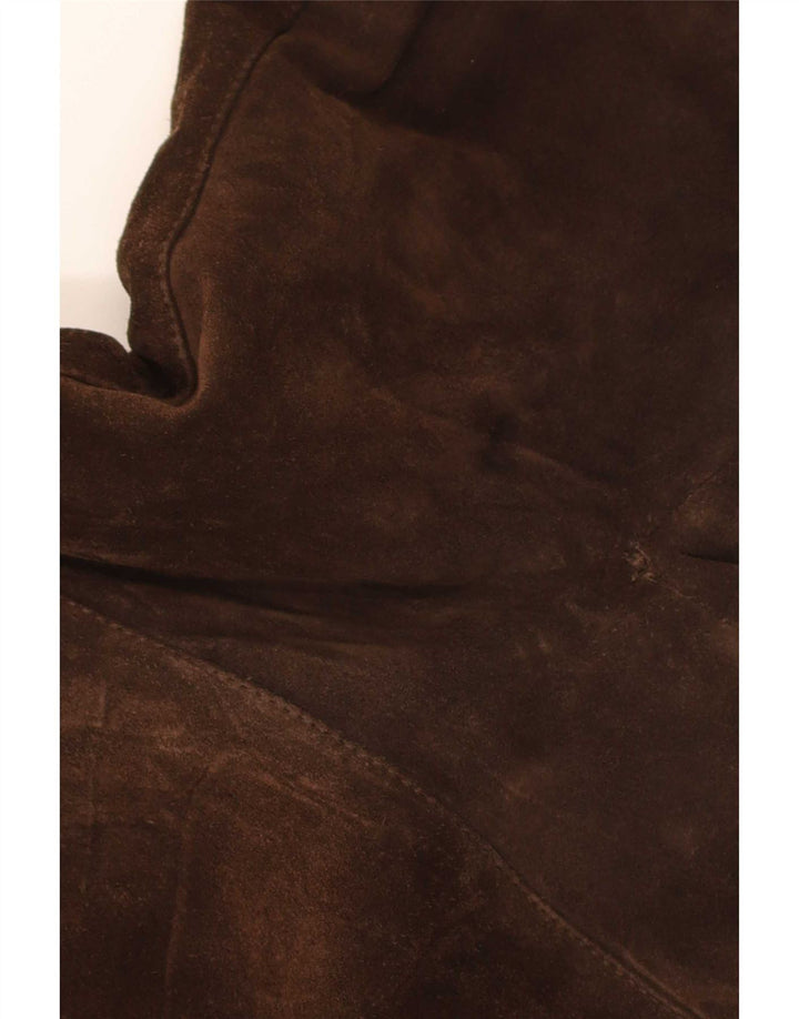 vintage Mens Sherpa Suede Bomber Jacket UK 36 Petit Brun