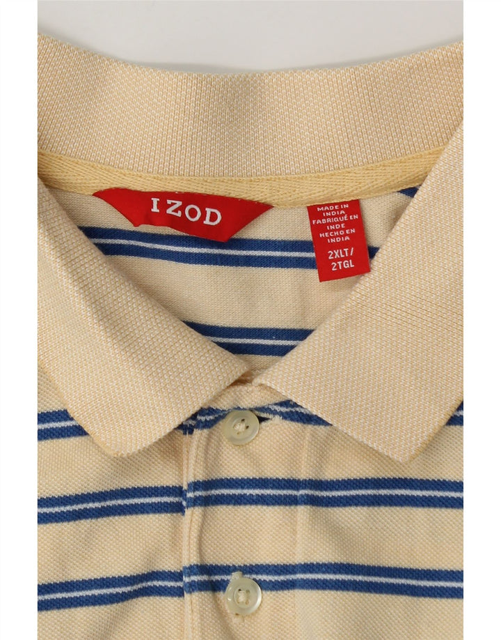 Izod Polo Homme Grand 2XL Coton Rayé Beige