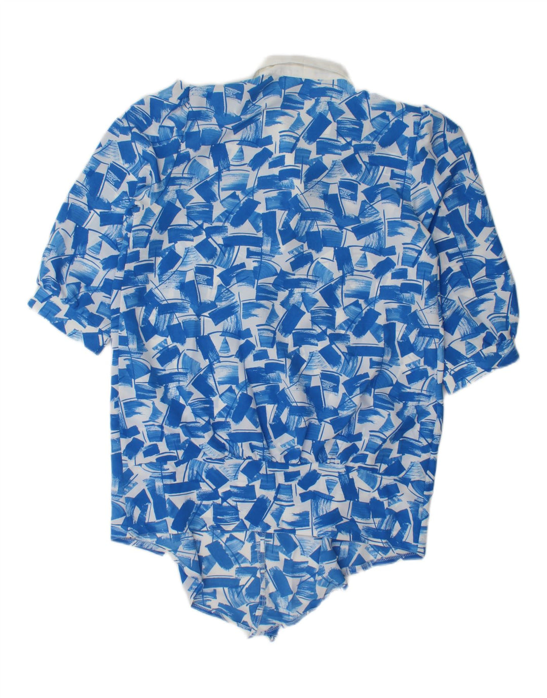 LIBRA Womens Front Tie Shirt Blouse US 10 Large Blue Geometric Polyester Vintage Libra and Second-Hand Libra from Messina Hembry 