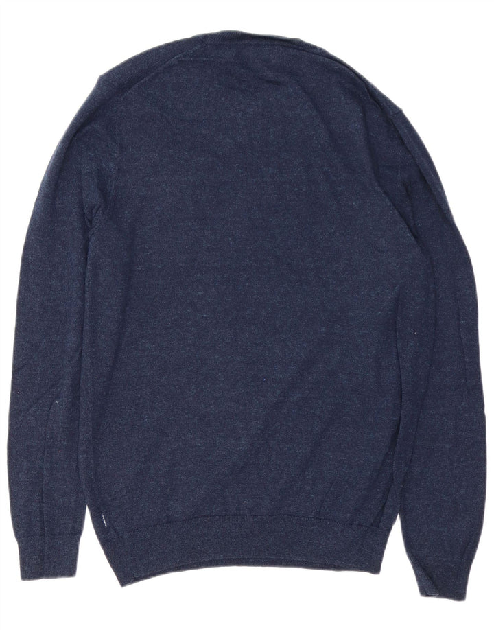 SUPERDRY Pull col rond homme en coton moucheté bleu marine moyen