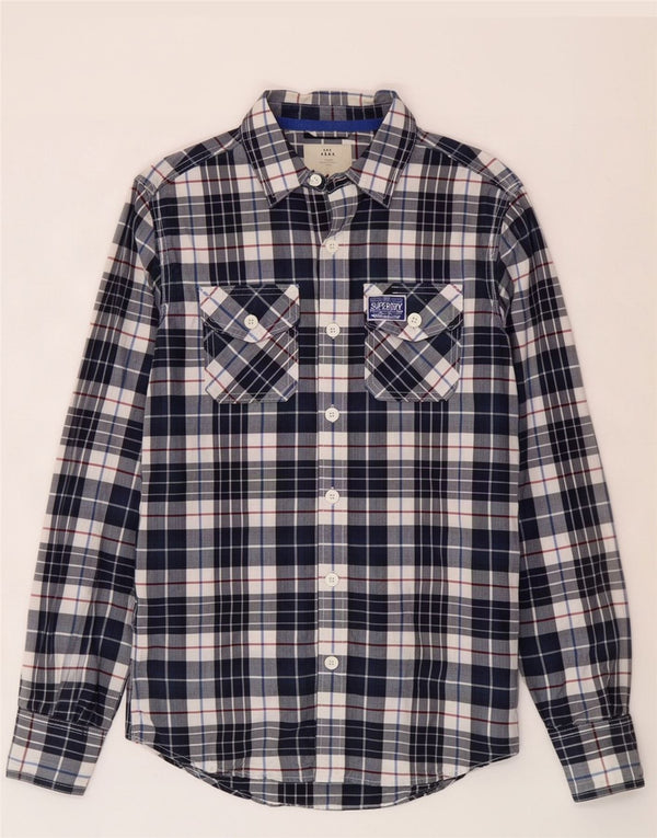 Superdry Chemise Homme Petit Carreaux Bleu Marine Coton