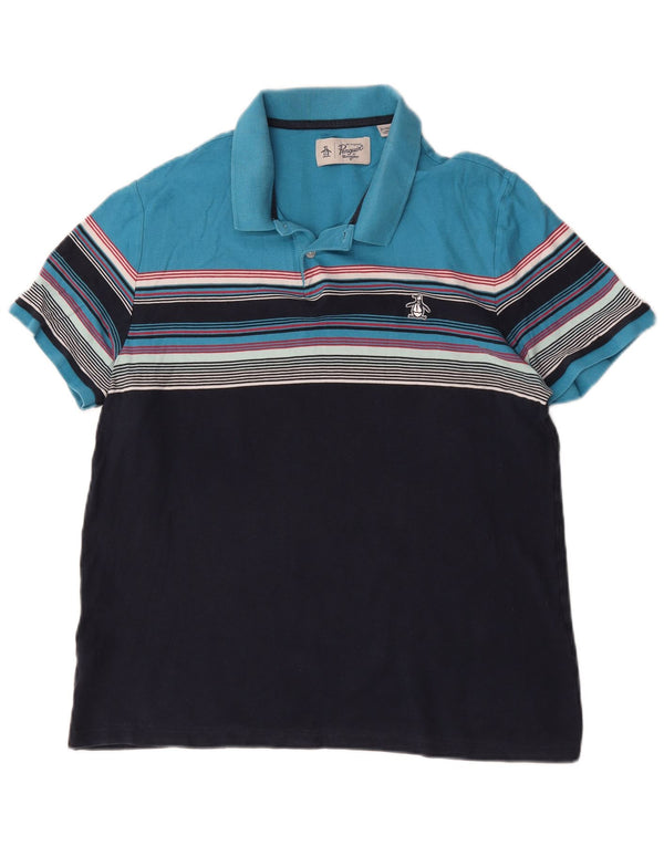Penguin Polo Homme XL Bleu Marine Colorblock Coton