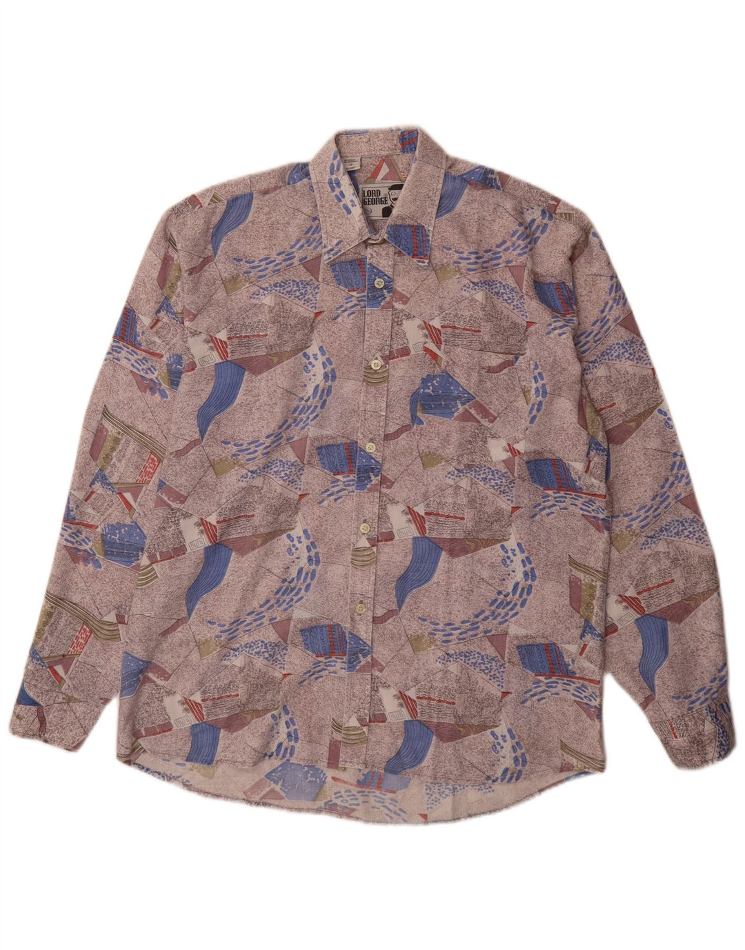 vintage Mens Abstract Pattern Shirt Taille 39/40 Moyen Multicolore