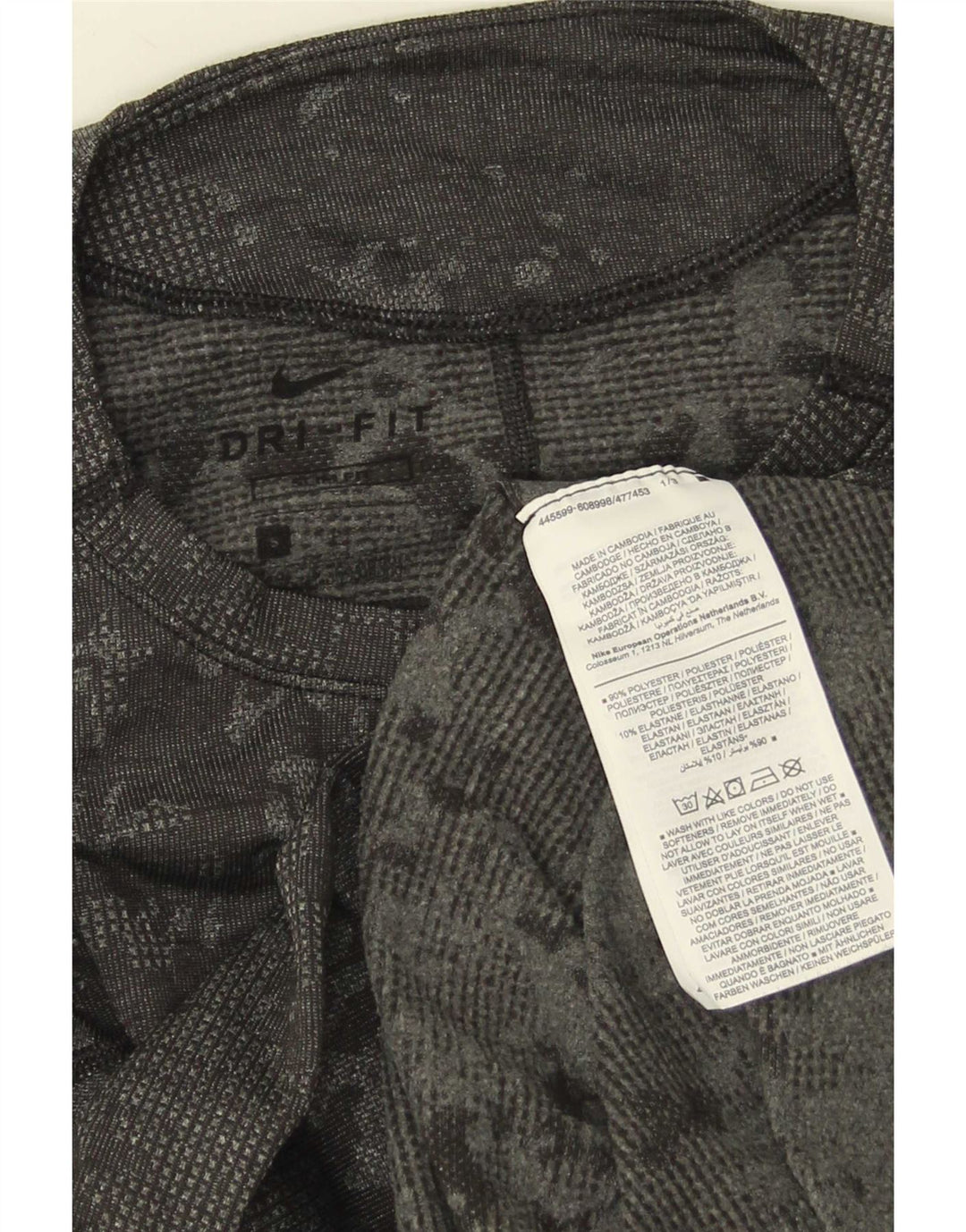 Nike Hommes Dri Fit Slim Fit Haut à manches longues Petit Gris Camouflage Polyester