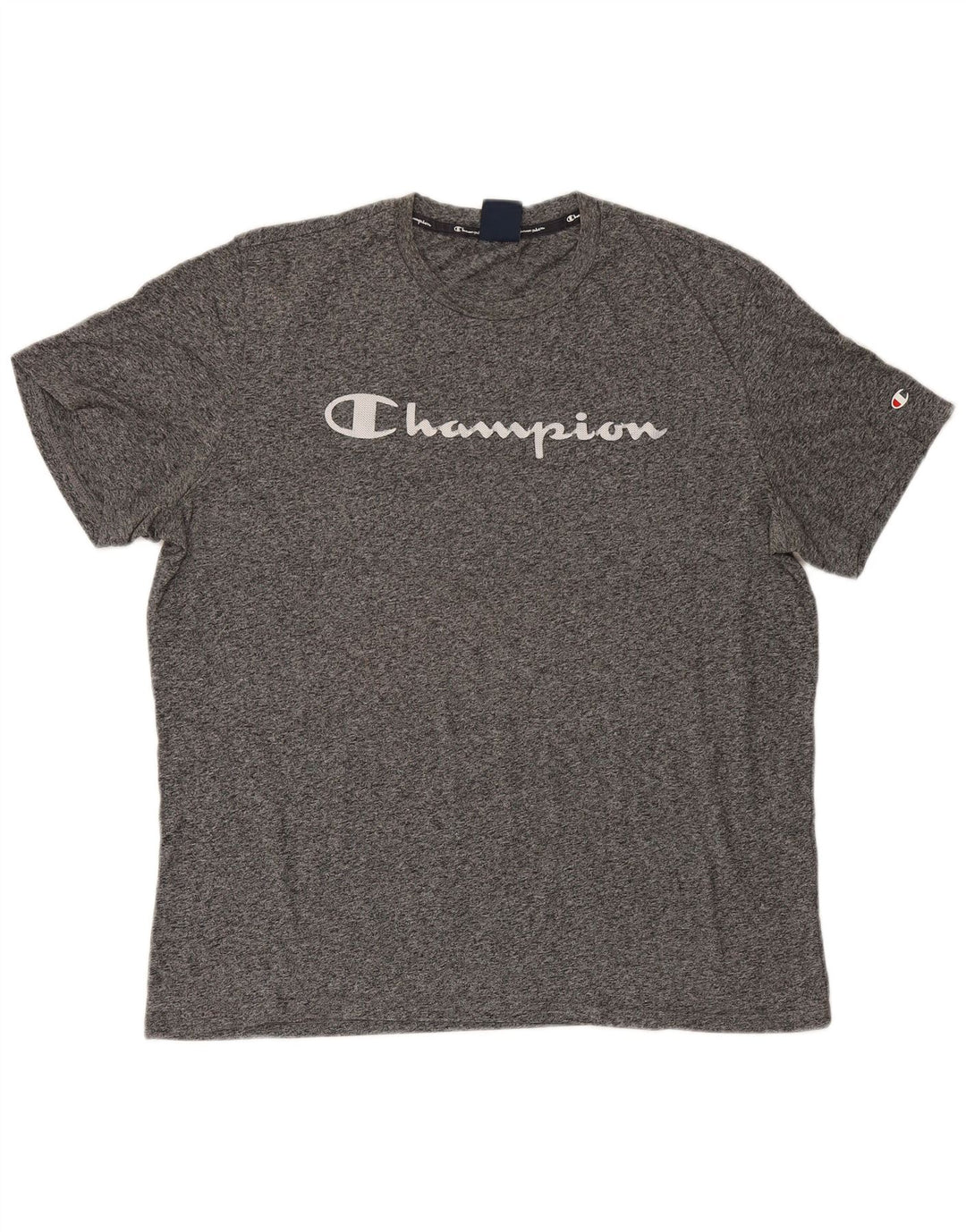 CHAMPION Mens Graphic T-Shirt Top Large Grey Flecked Cotton