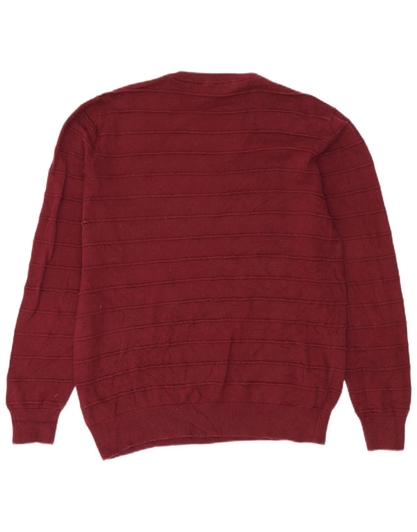 CREW CLOTHING Pull à col rond pour homme en coton bordeaux Taille L