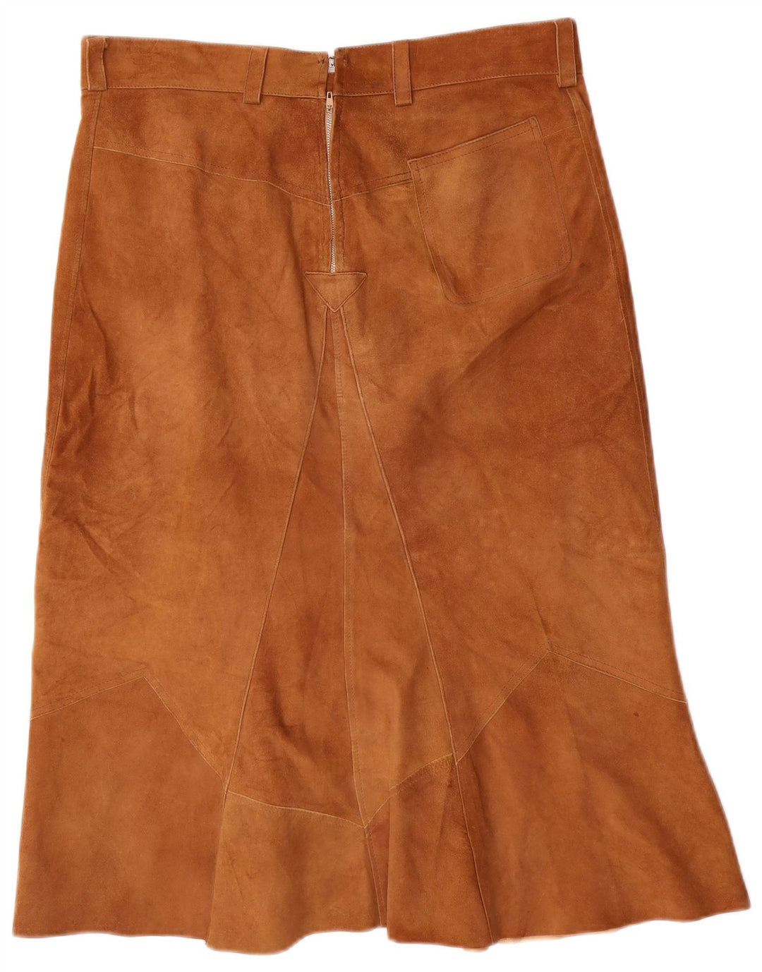 VINTAGE Jupe trapèze en daim pour femme W32 Large Marron