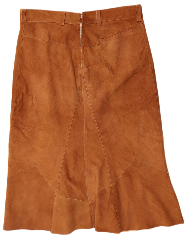 VINTAGE Jupe trapèze en daim pour femme W32 Large Marron
