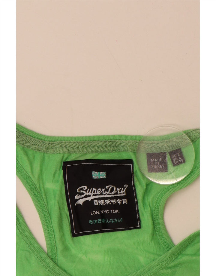 SUPERDRY Womens Graphic Vest Top UK 8 Small Green Polyester