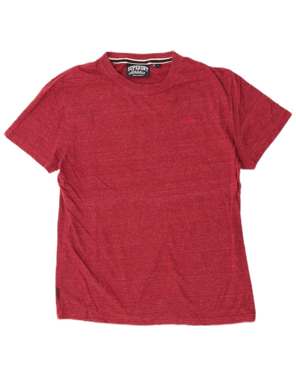 Superdry T-Shirt Femme Top UK 16 Large Rouge Moucheté Coton