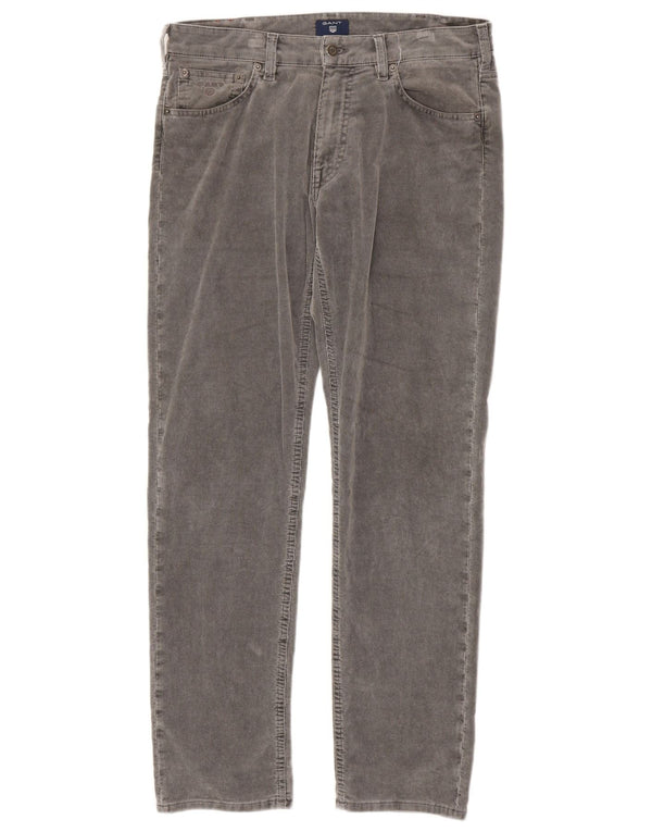 Gant Mens Straight Corduroy Trousers W32 L32 Grey Cotton