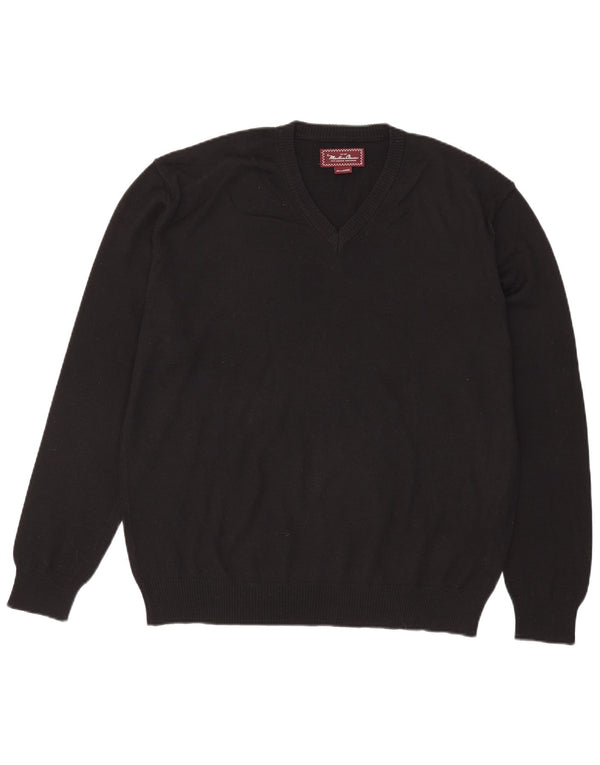 Marlboro Classics Pull col V pour homme 2XL Laine mérinos noire