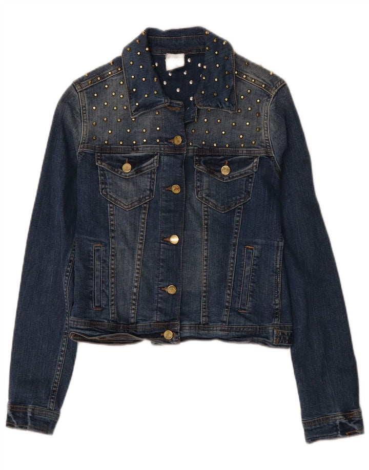Zara Womens Crop Denim Jacket UK 10 Petit Bleu Coton