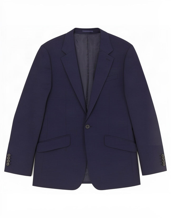 Reiss Veste Blazer 1 Bouton Homme UK 36 Petite Laine Bleu Marine